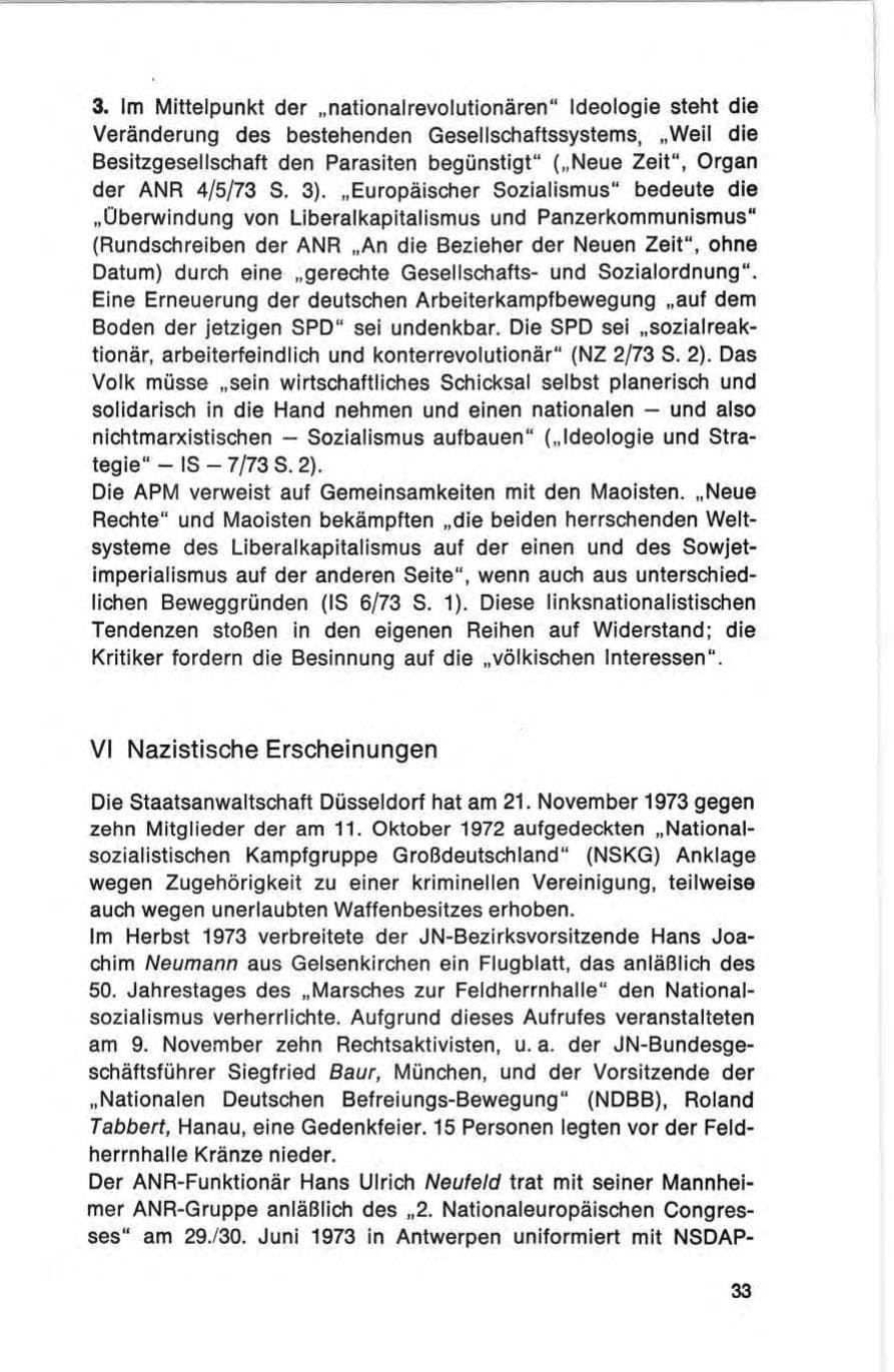 Seite 33 des Verfassungsschutzbericht 1973 Bund