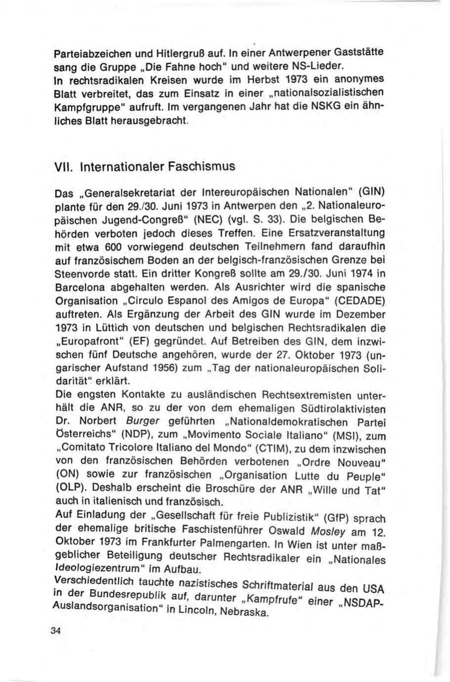 Seite 34 des Verfassungsschutzbericht 1973 Bund