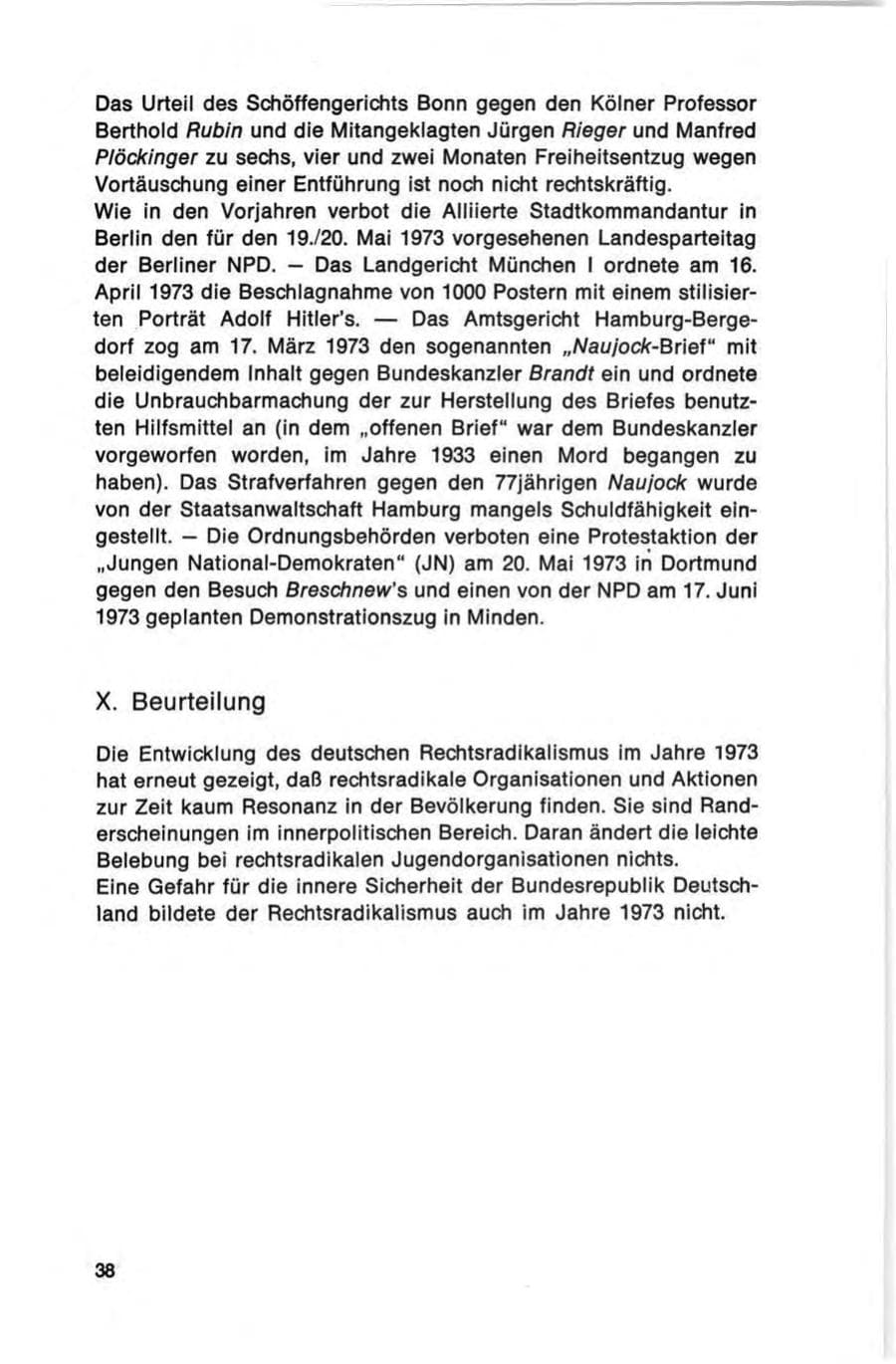Seite 38 des Verfassungsschutzbericht 1973 Bund