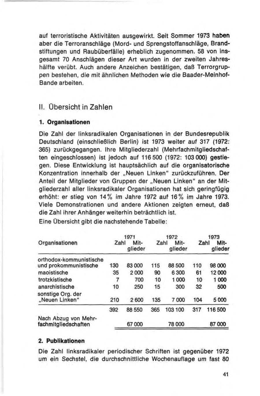 Seite 41 des Verfassungsschutzbericht 1973 Bund