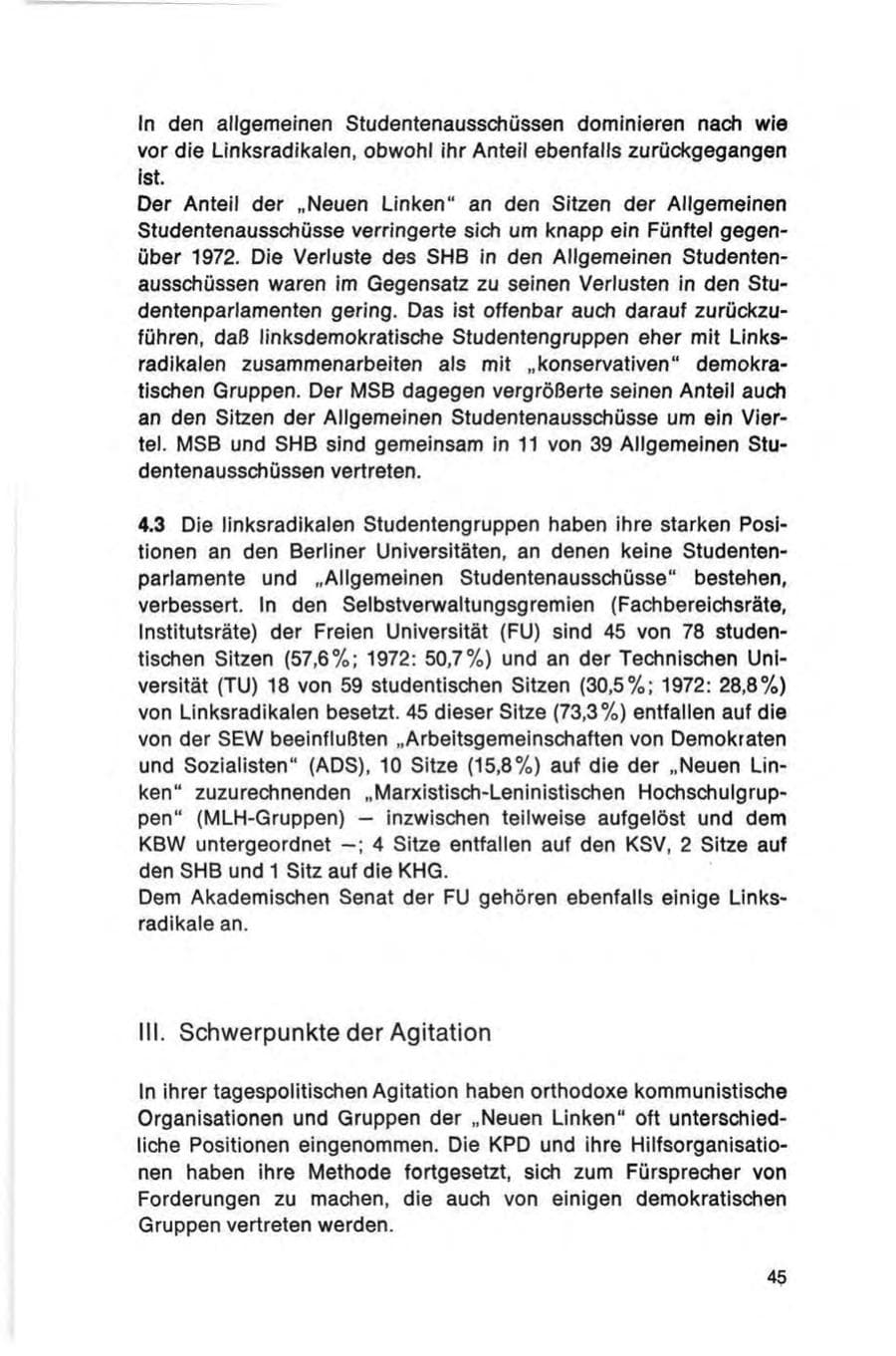 Seite 45 des Verfassungsschutzbericht 1973 Bund
