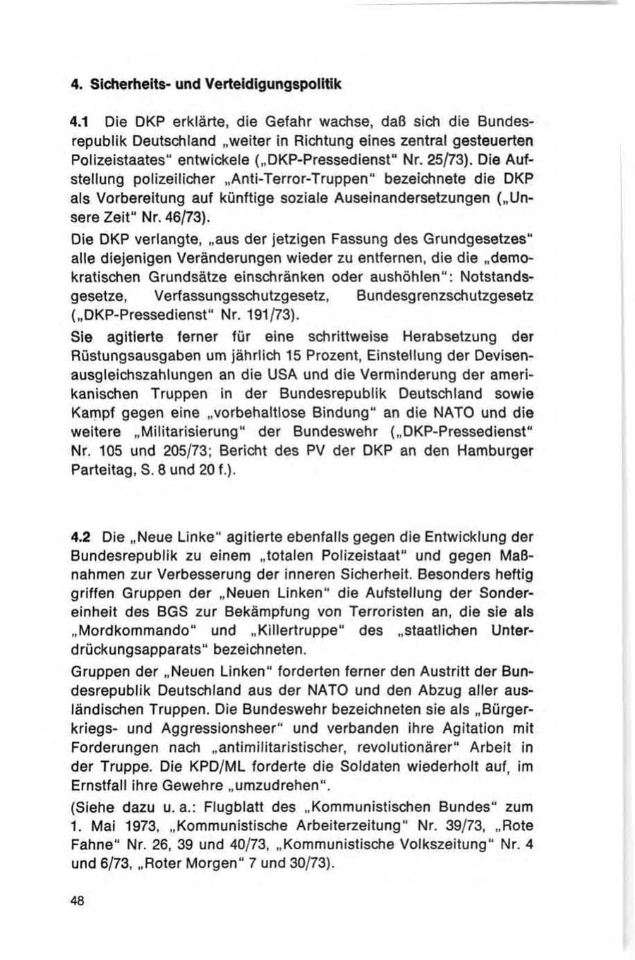 Seite 48 des Verfassungsschutzbericht 1973 Bund