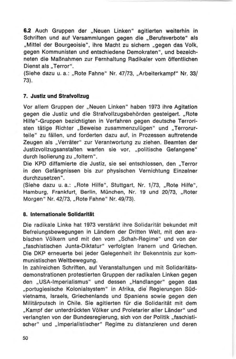 Seite 50 des Verfassungsschutzbericht 1973 Bund