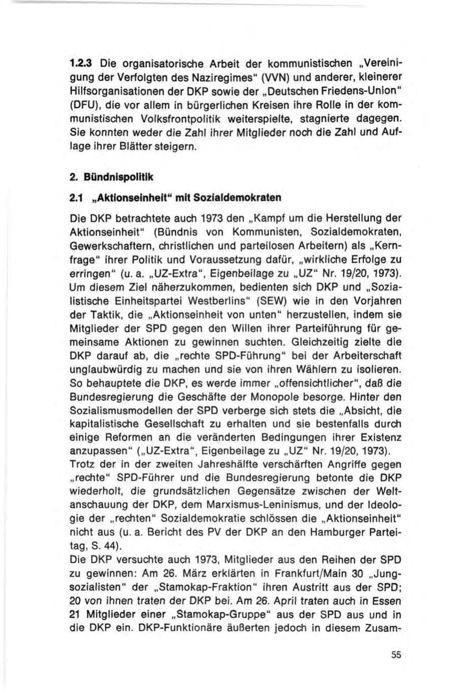 Seite 55 des Verfassungsschutzbericht 1973 Bund