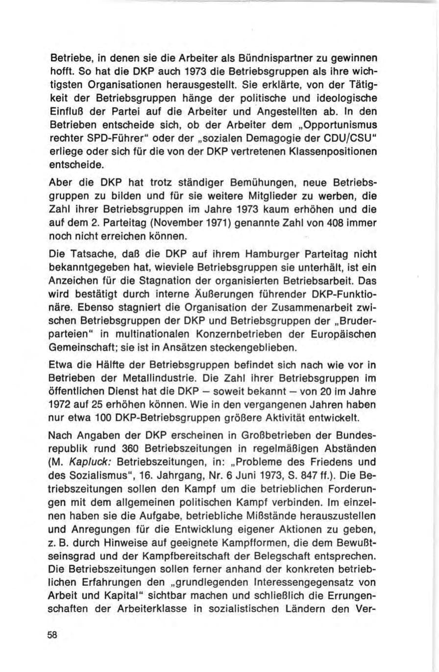 Seite 58 des Verfassungsschutzbericht 1973 Bund