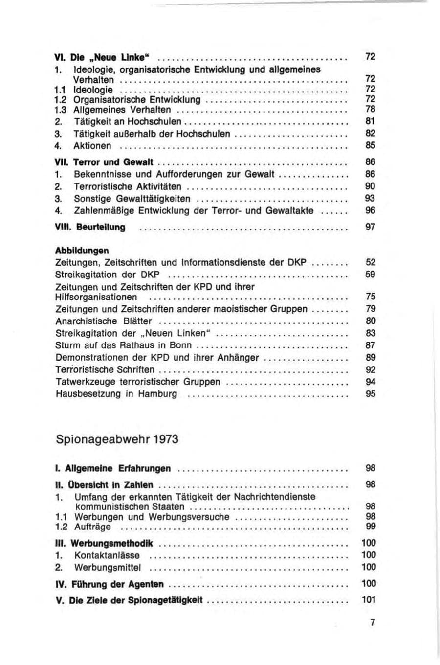 Seite 7 des Verfassungsschutzbericht 1973 Bund