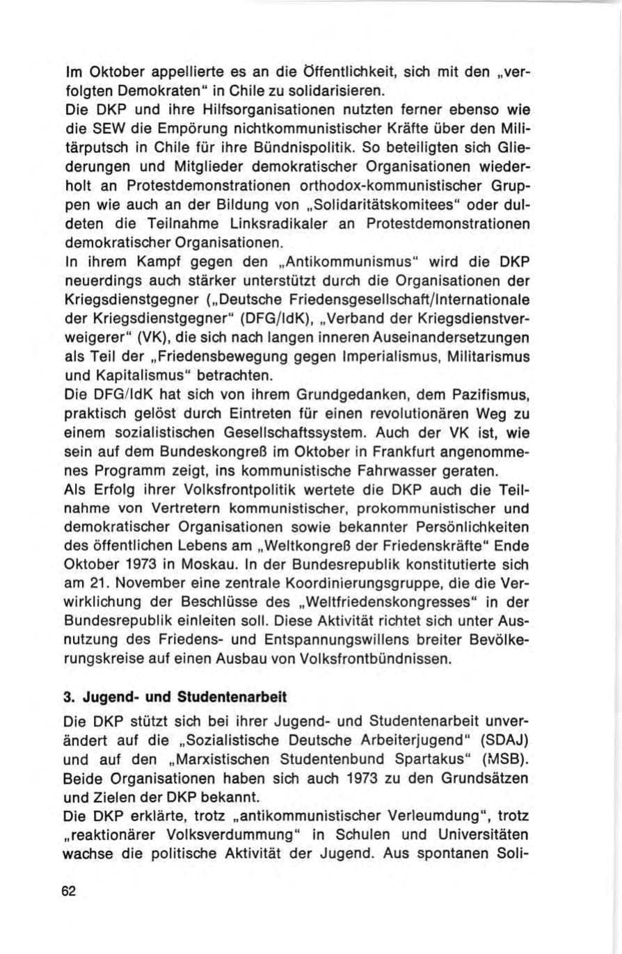 Seite 62 des Verfassungsschutzbericht 1973 Bund
