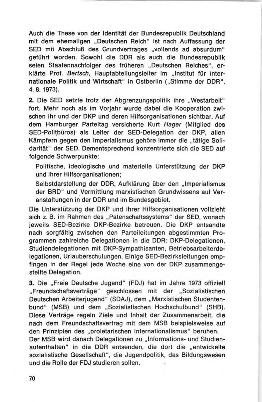 Seite 70 des Verfassungsschutzbericht 1973 Bund