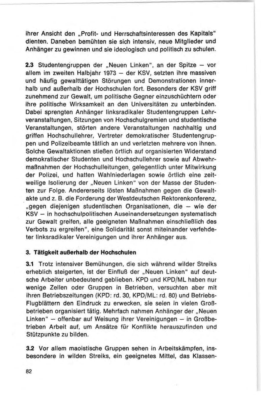 Seite 82 des Verfassungsschutzbericht 1973 Bund