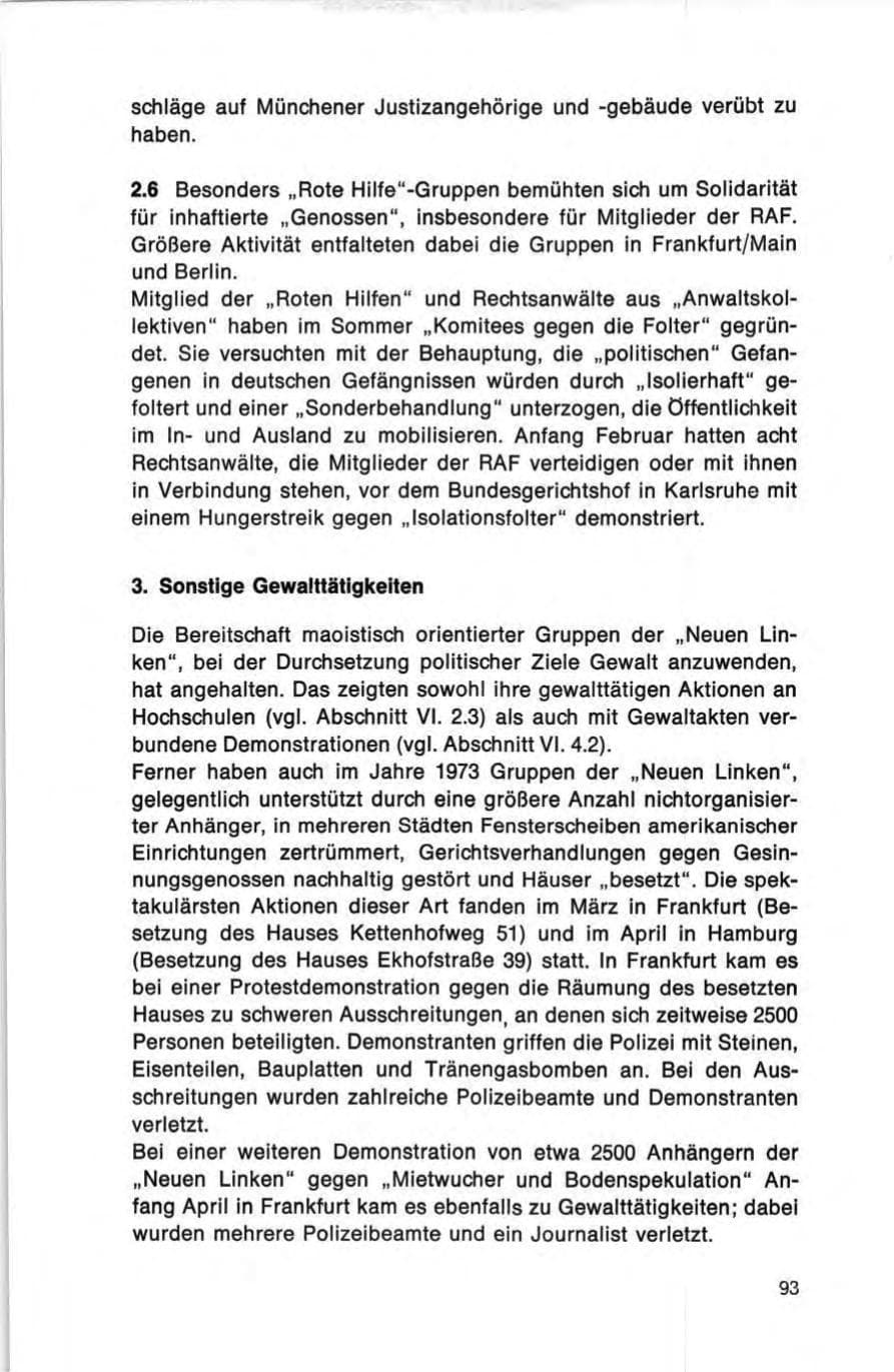 Seite 93 des Verfassungsschutzbericht 1973 Bund