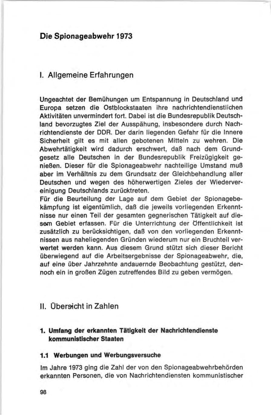 Seite 98 des Verfassungsschutzbericht 1973 Bund