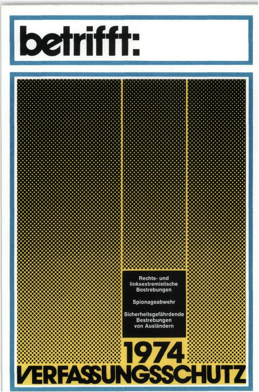 Seite 1 des Verfassungsschutzbericht 1974 Bund