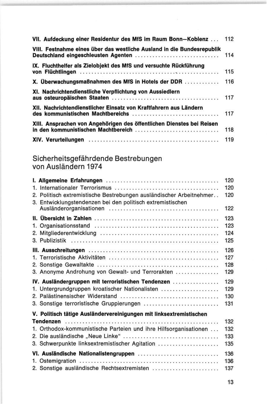 Seite 13 des Verfassungsschutzbericht 1974 Bund