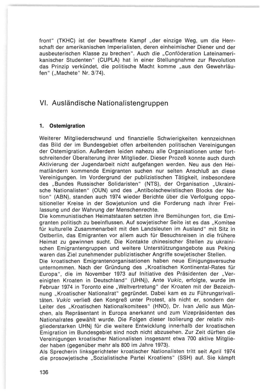 Seite 136 des Verfassungsschutzbericht 1974 Bund