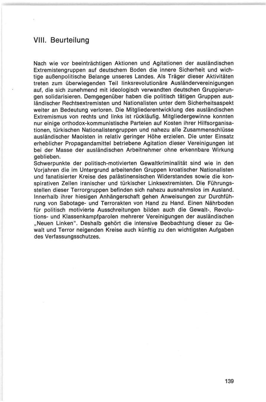 Seite 139 des Verfassungsschutzbericht 1974 Bund
