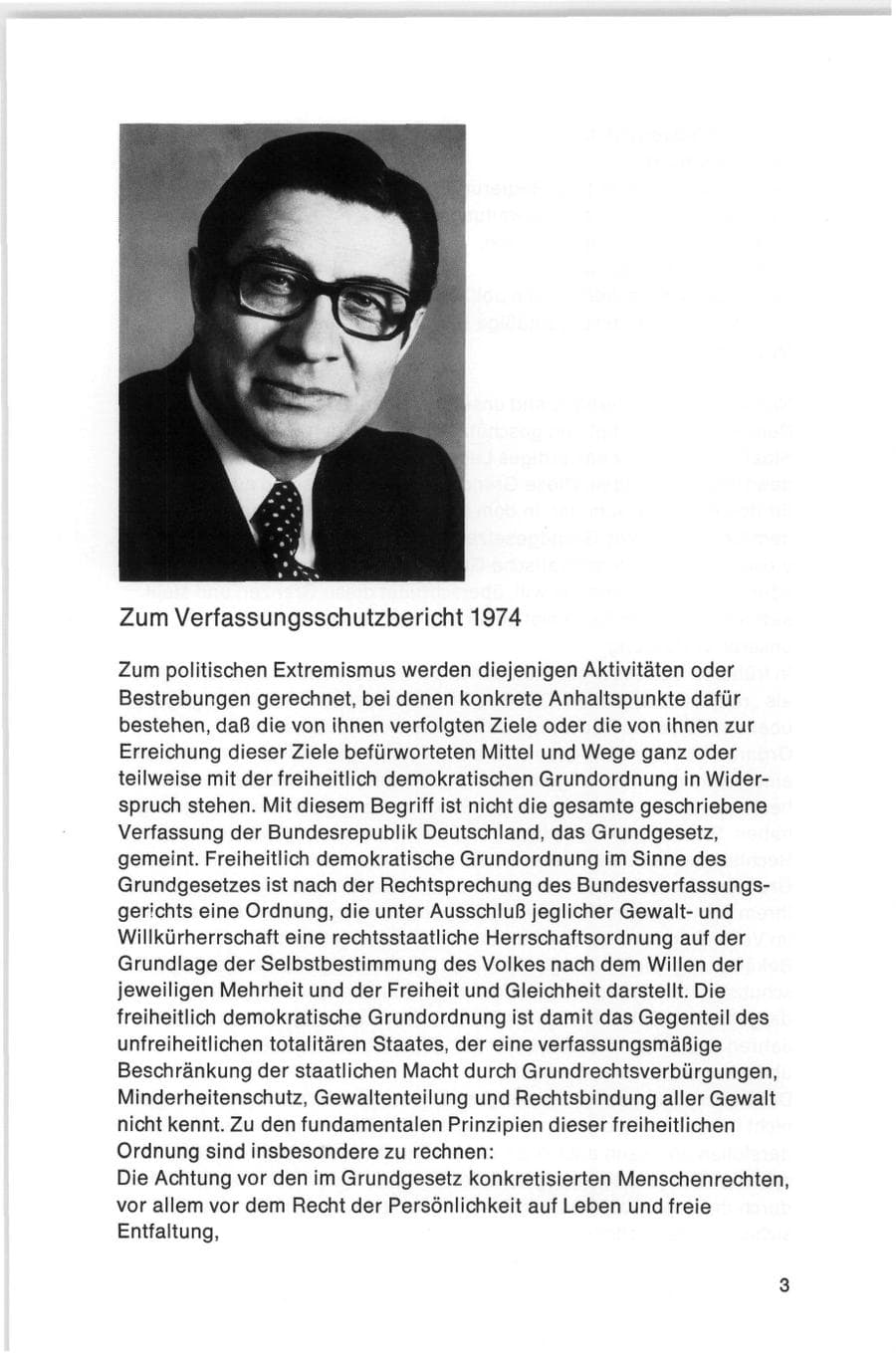 Seite 3 des Verfassungsschutzbericht 1974 Bund