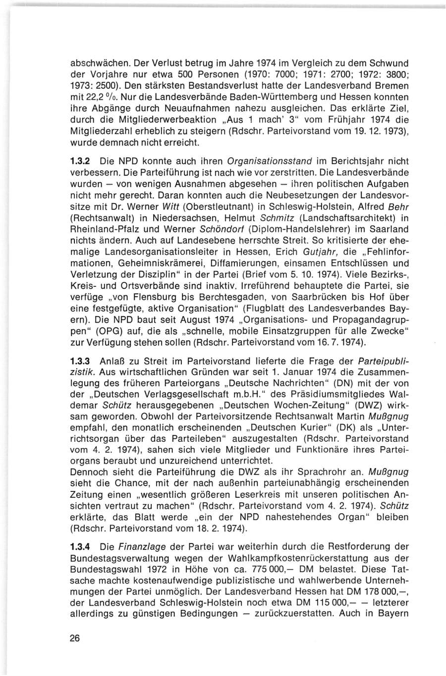 Seite 26 des Verfassungsschutzbericht 1974 Bund