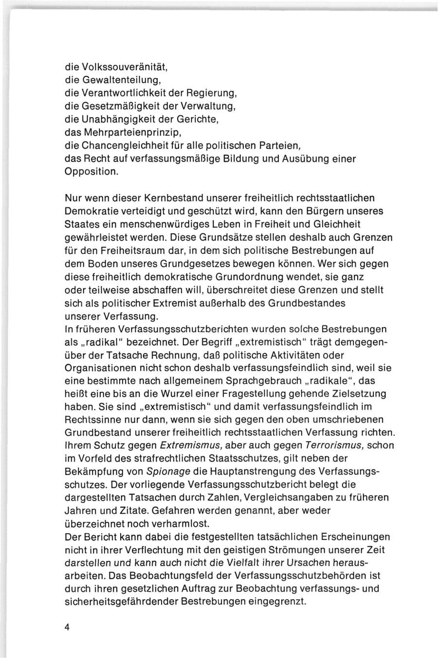 Seite 4 des Verfassungsschutzbericht 1974 Bund