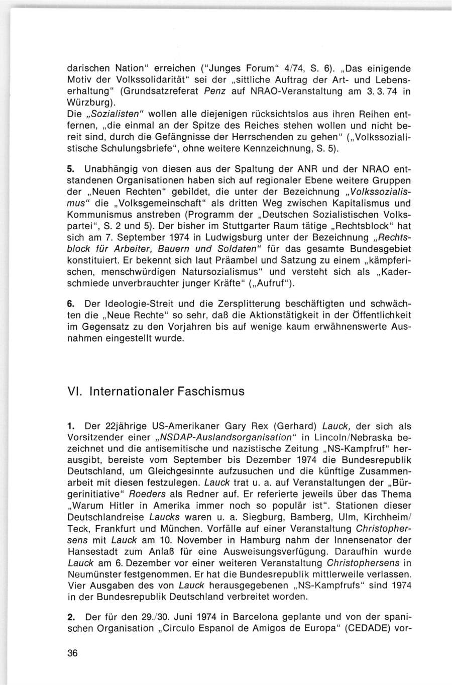 Seite 36 des Verfassungsschutzbericht 1974 Bund