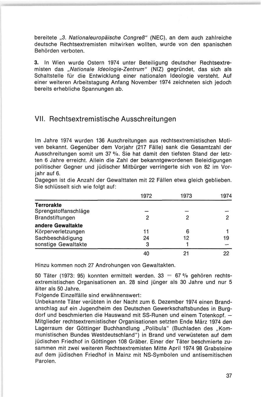 Seite 37 des Verfassungsschutzbericht 1974 Bund