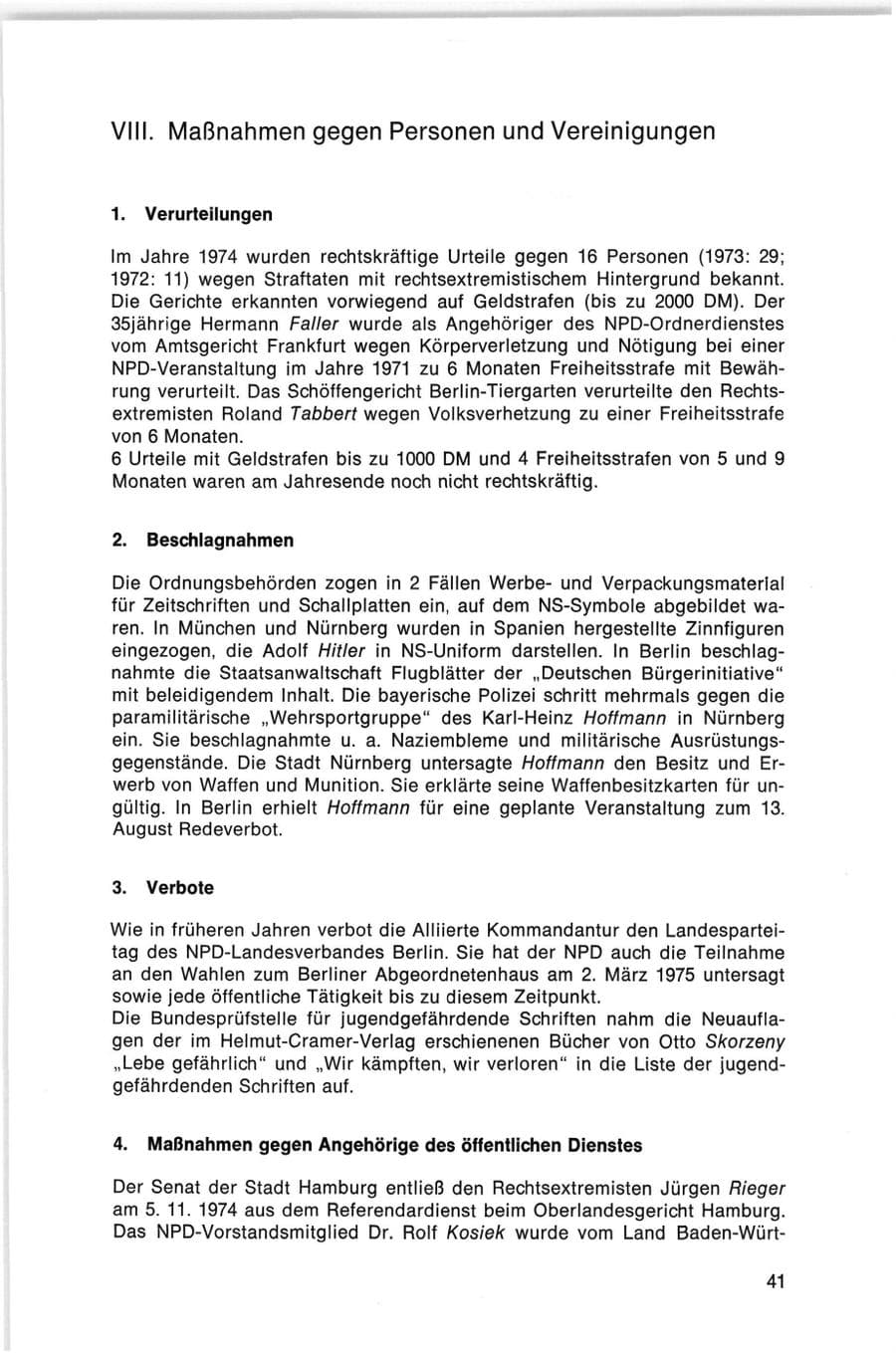 Seite 41 des Verfassungsschutzbericht 1974 Bund