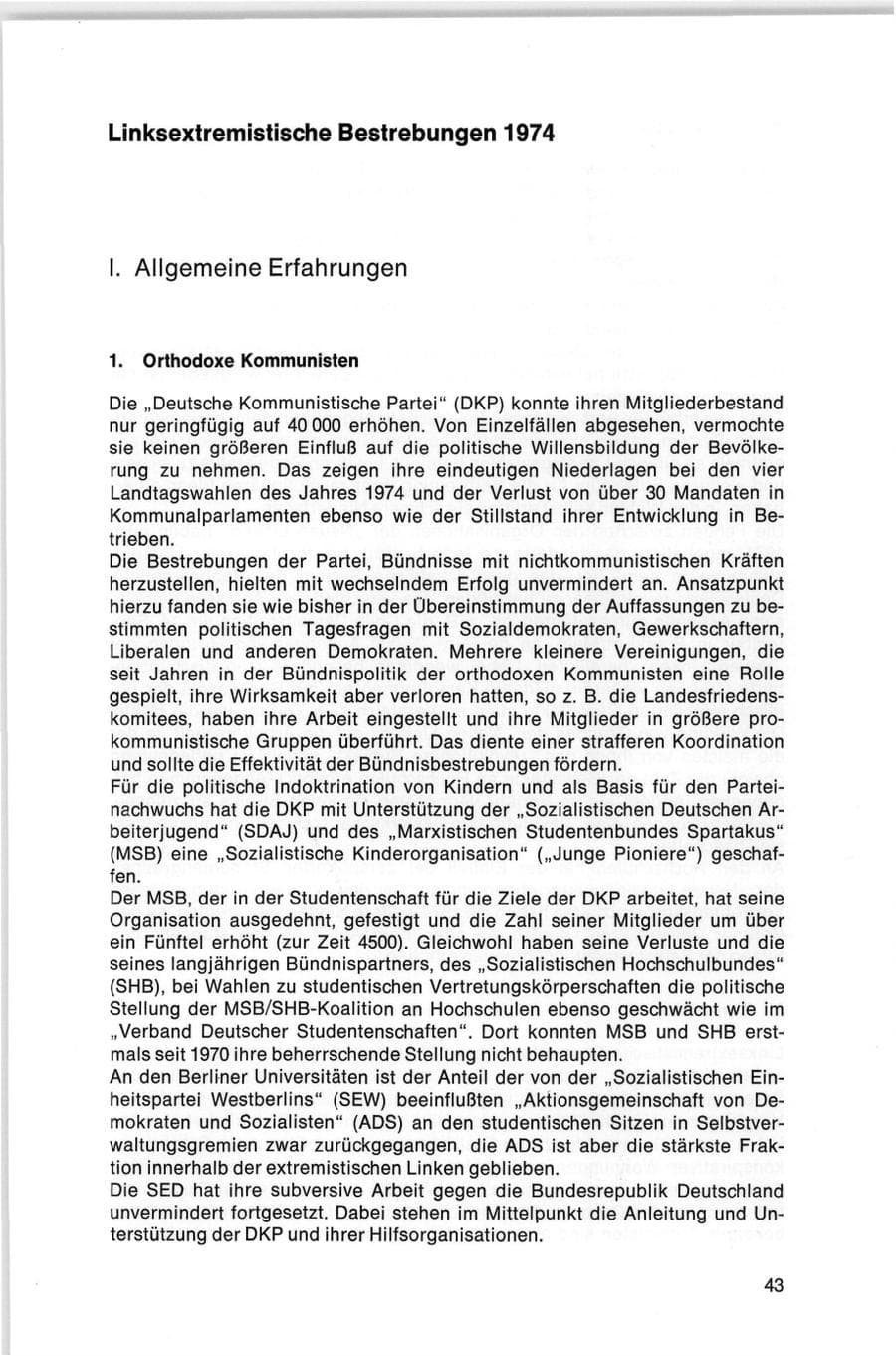 Seite 43 des Verfassungsschutzbericht 1974 Bund