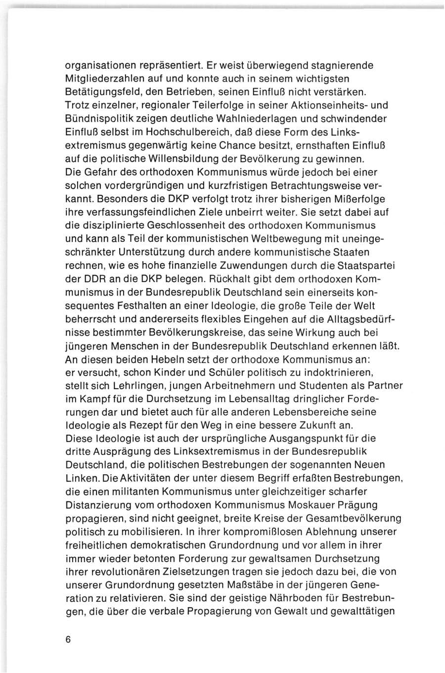 Seite 6 des Verfassungsschutzbericht 1974 Bund