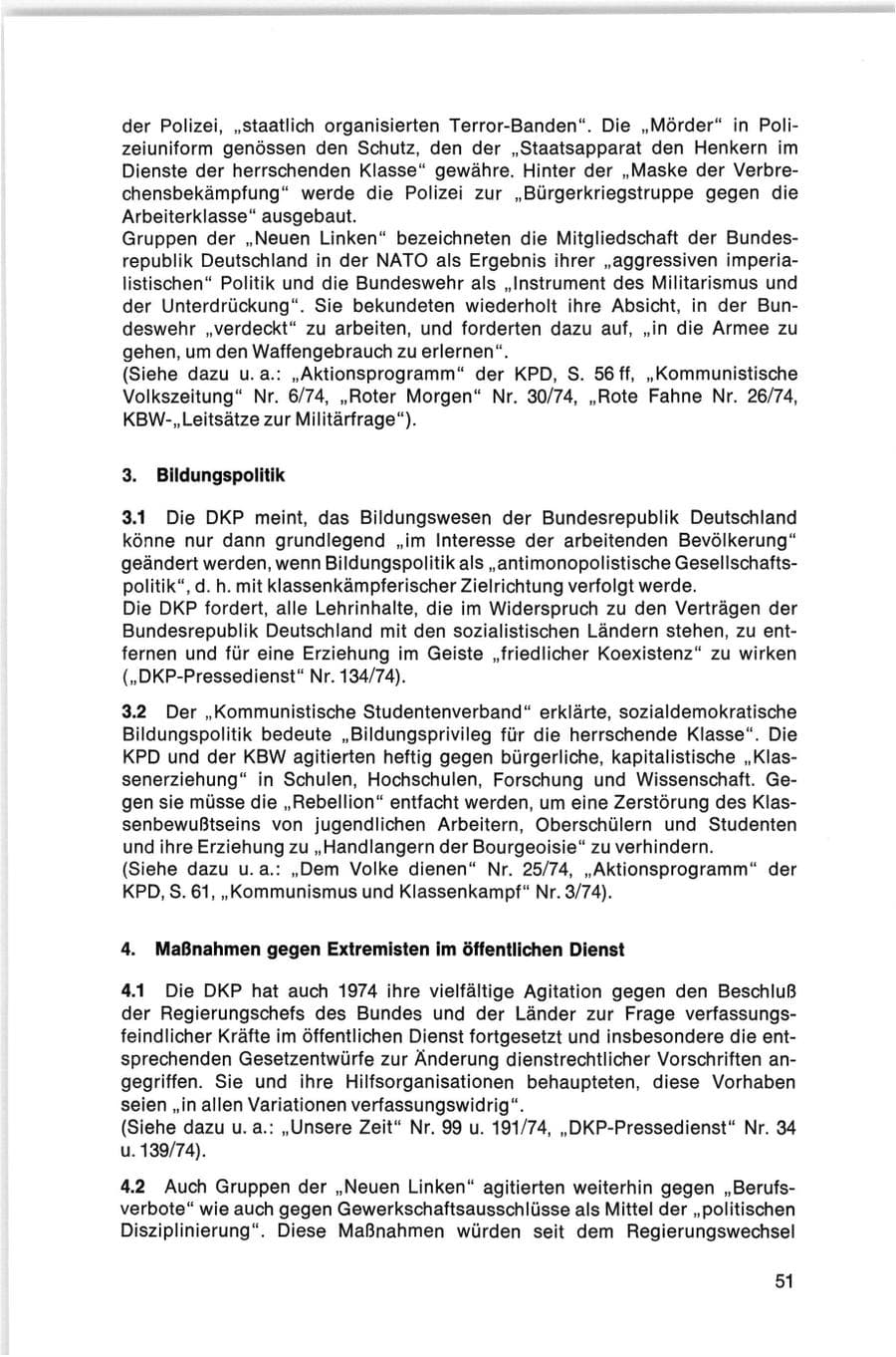 Seite 51 des Verfassungsschutzbericht 1974 Bund