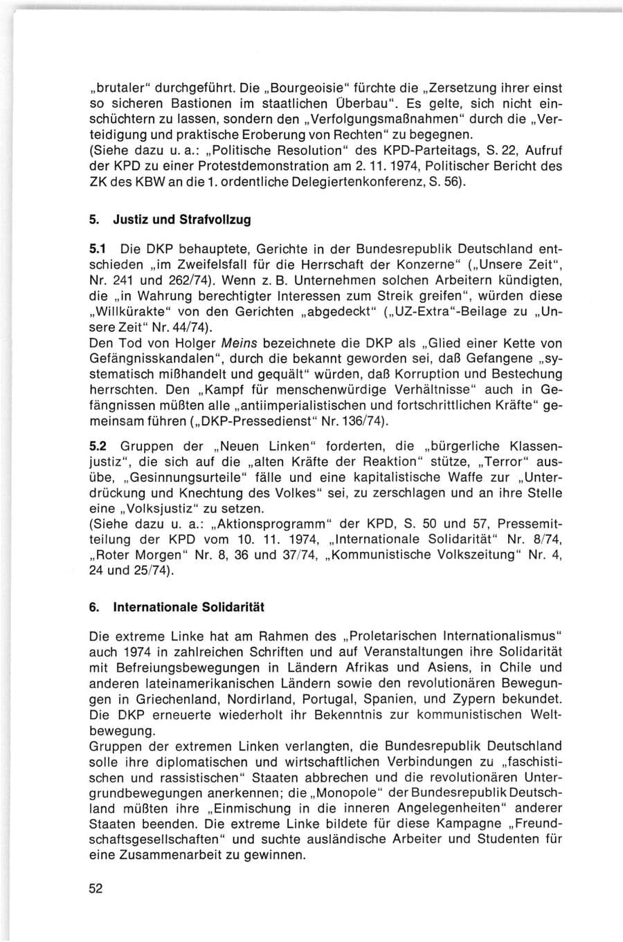Seite 52 des Verfassungsschutzbericht 1974 Bund