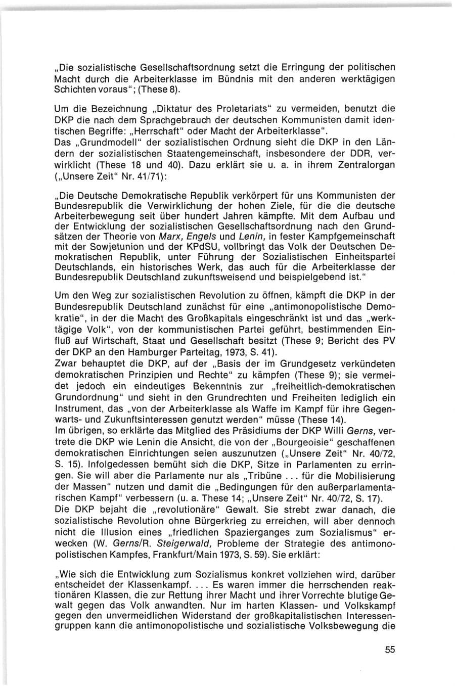 Seite 55 des Verfassungsschutzbericht 1974 Bund