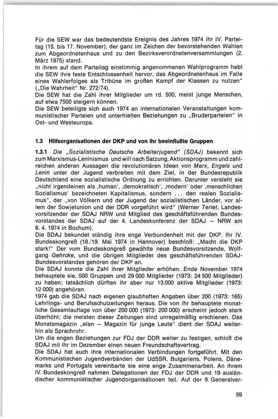 Seite 59 des Verfassungsschutzbericht 1974 Bund