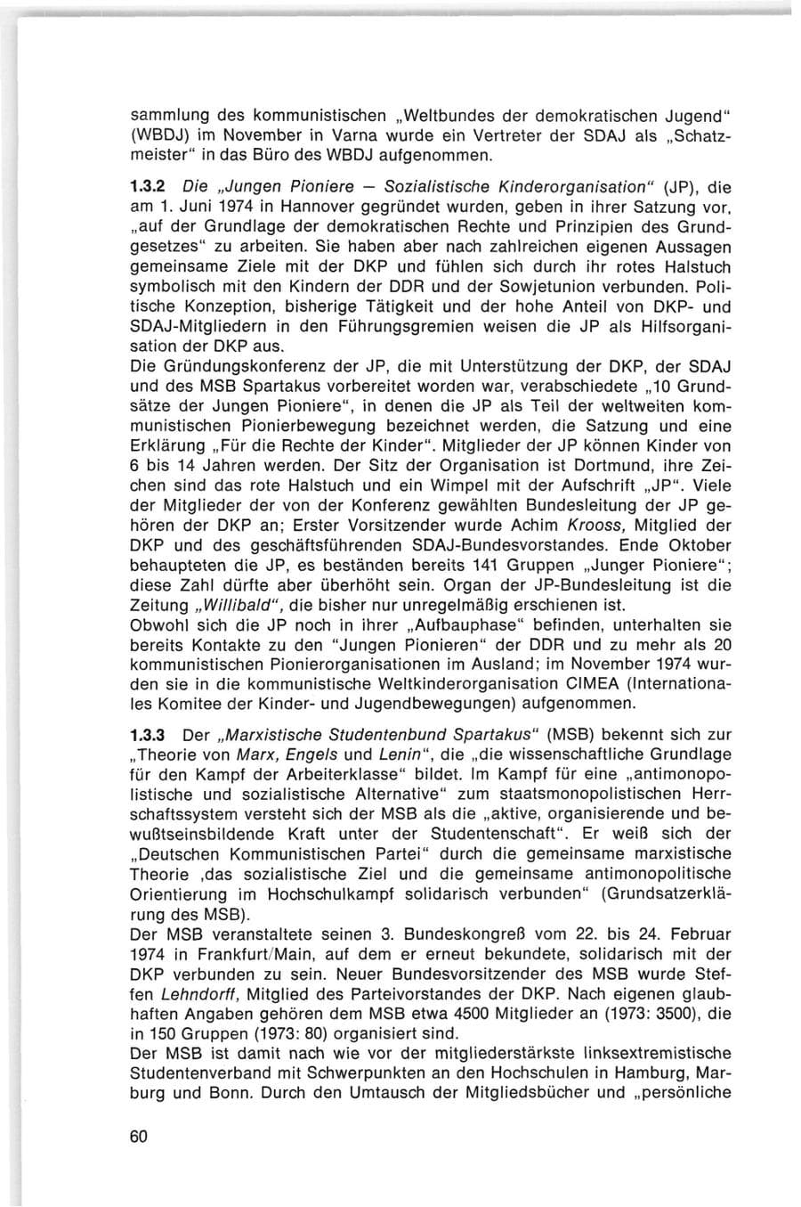 Seite 60 des Verfassungsschutzbericht 1974 Bund