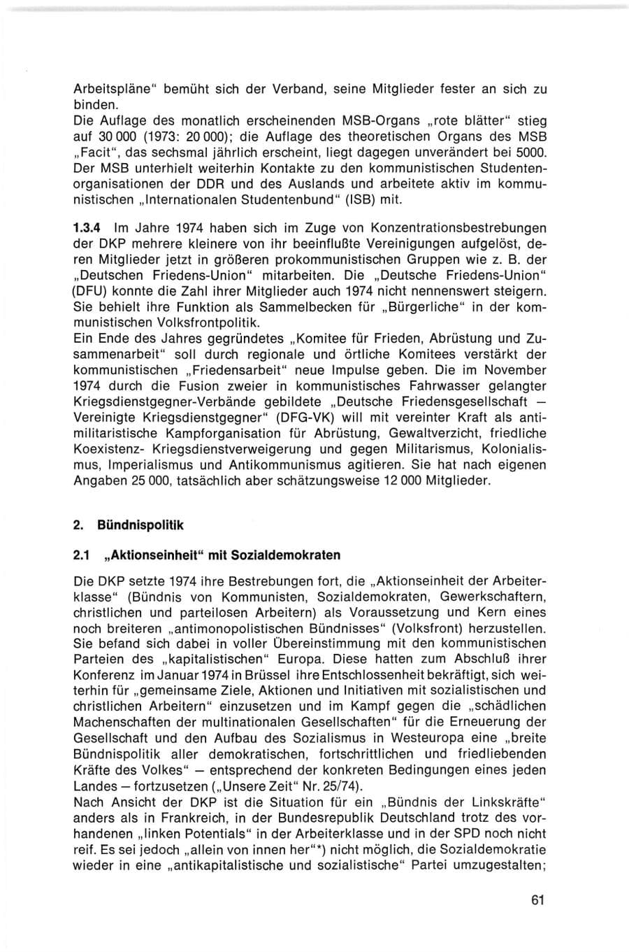 Seite 61 des Verfassungsschutzbericht 1974 Bund
