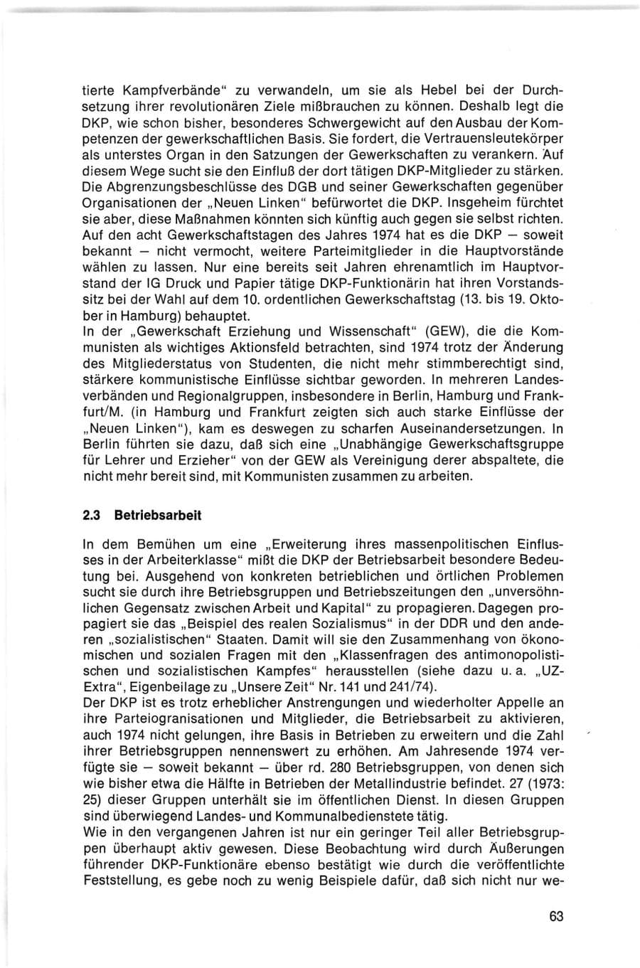 Seite 63 des Verfassungsschutzbericht 1974 Bund
