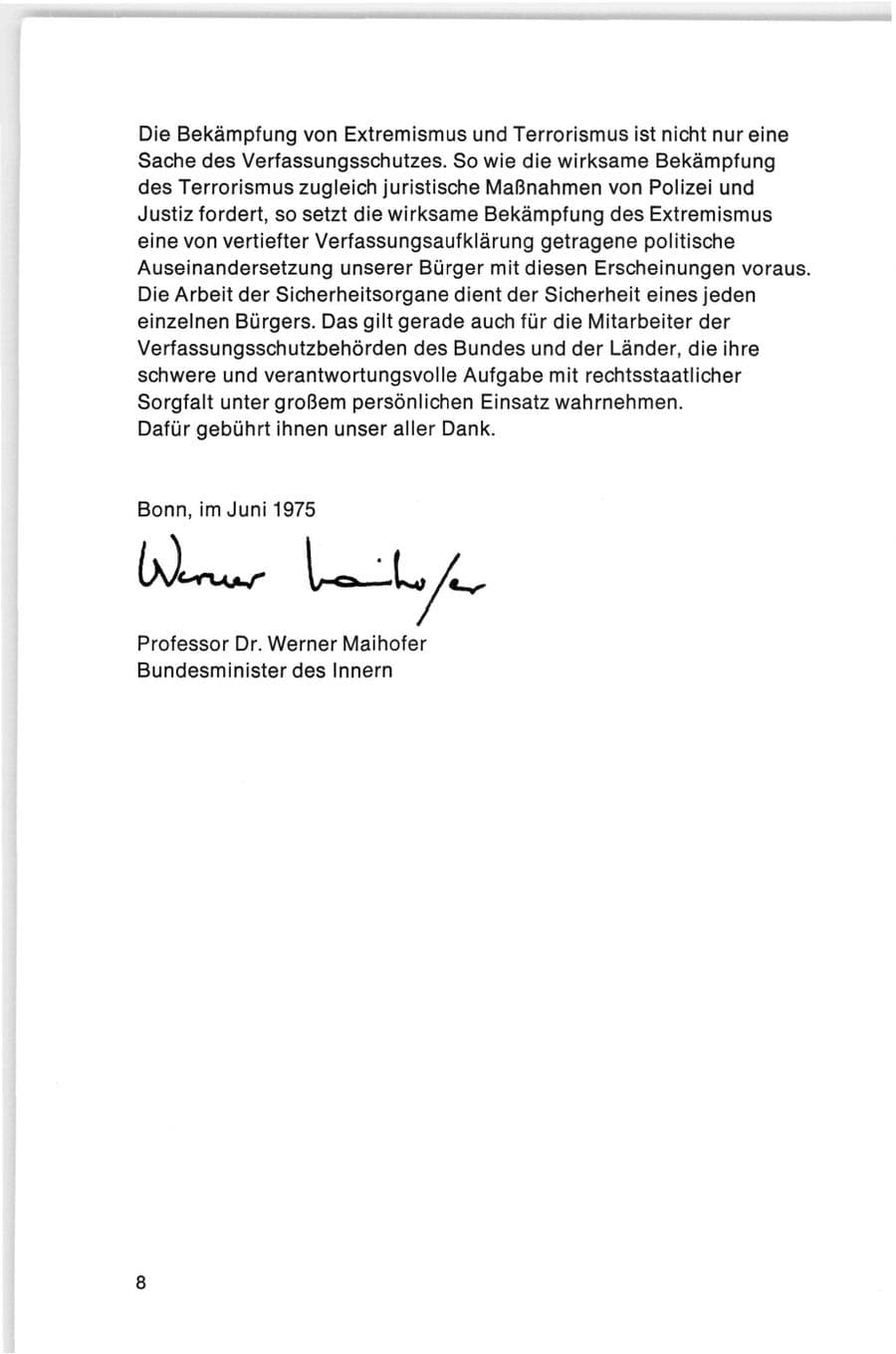 Seite 8 des Verfassungsschutzbericht 1974 Bund