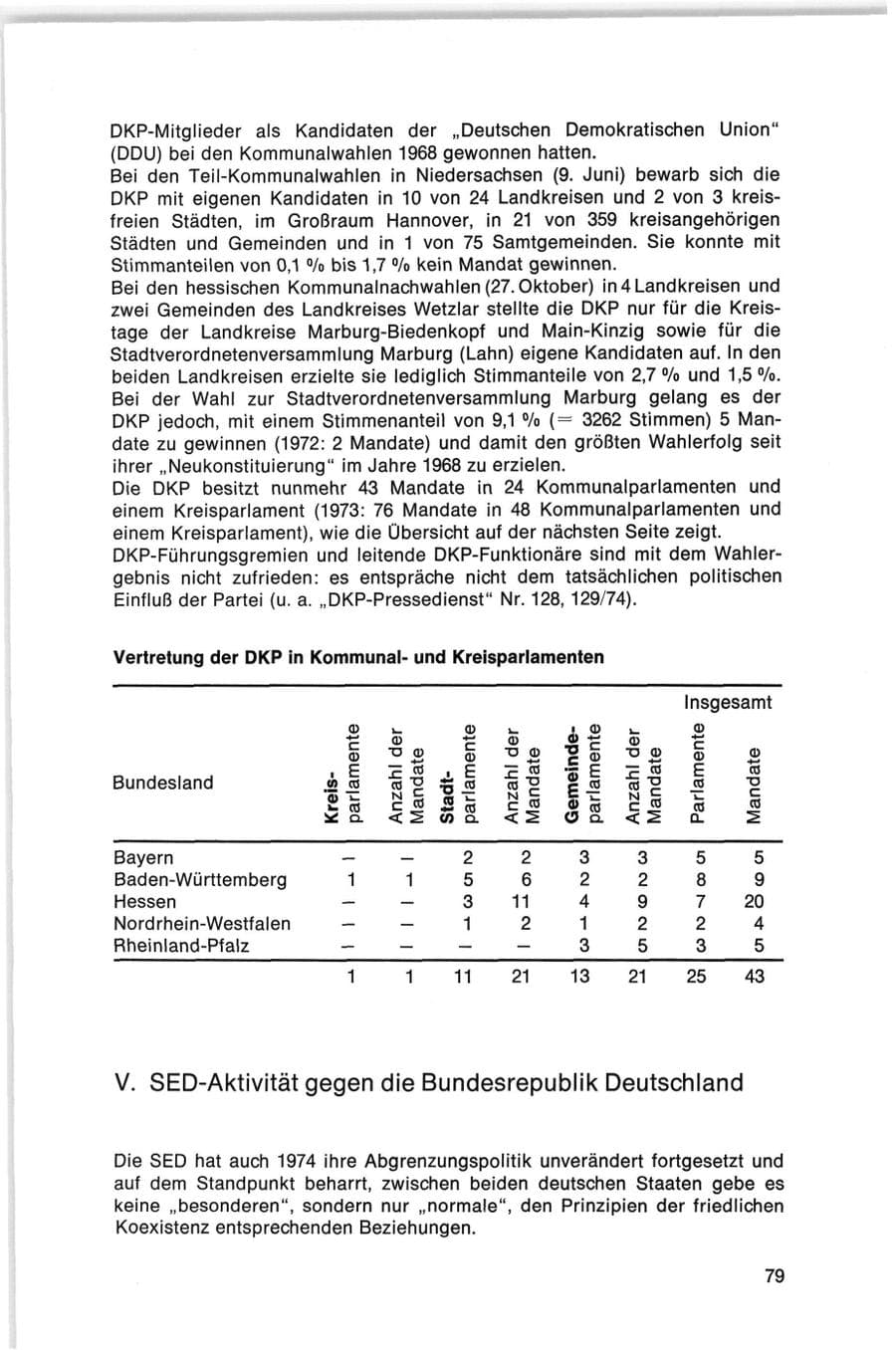 Seite 79 des Verfassungsschutzbericht 1974 Bund
