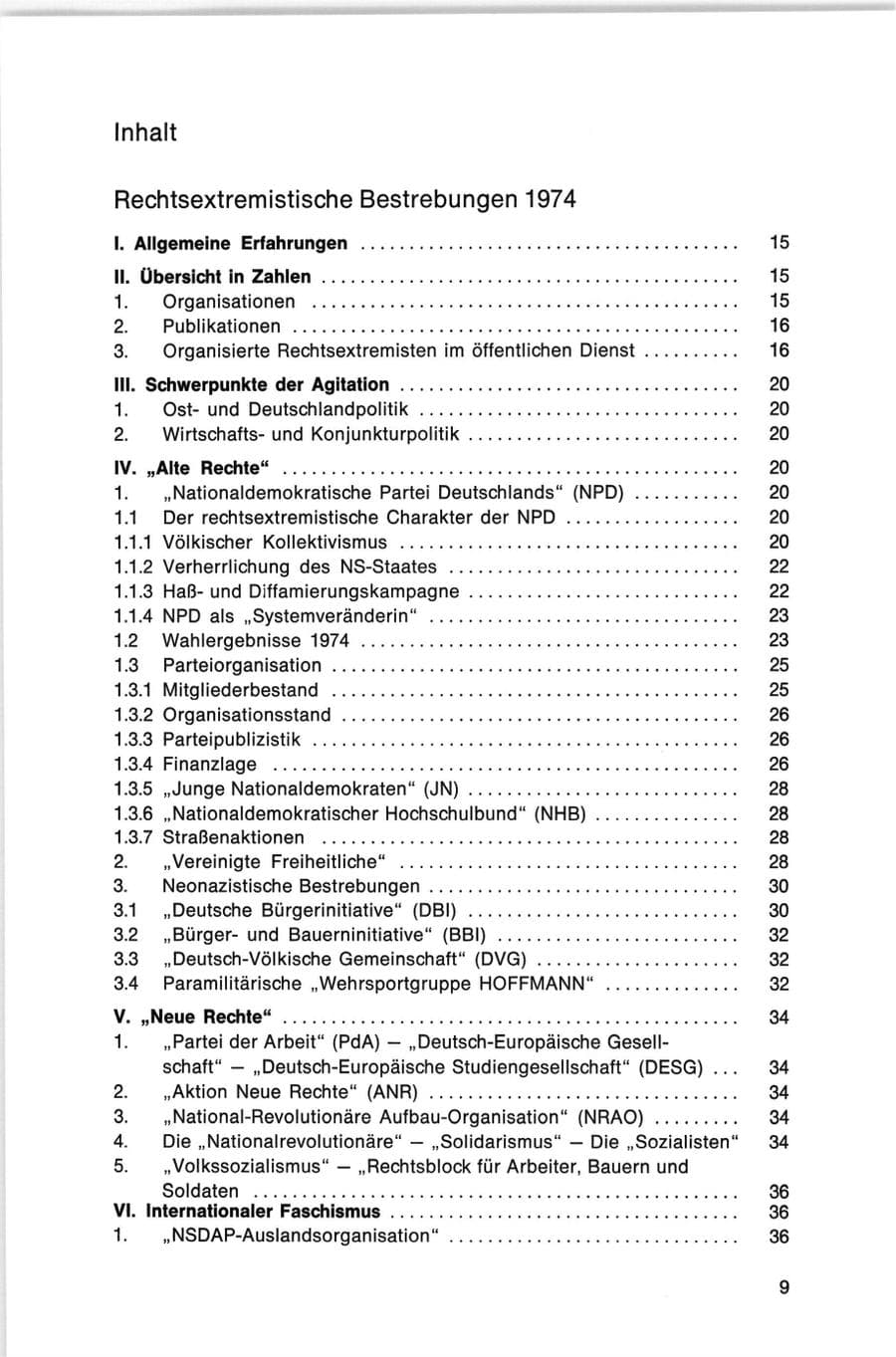 Seite 9 des Verfassungsschutzbericht 1974 Bund