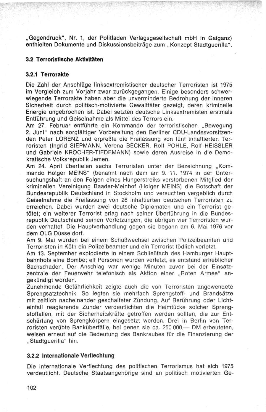 Seite 102 des Verfassungsschutzbericht 1975 Bund