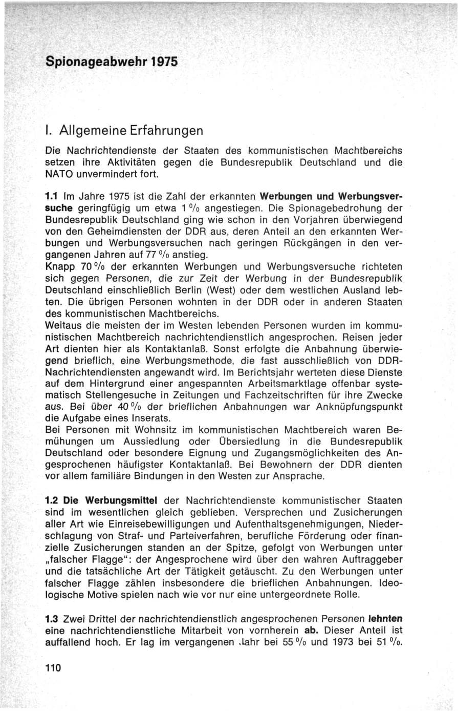 Seite 110 des Verfassungsschutzbericht 1975 Bund