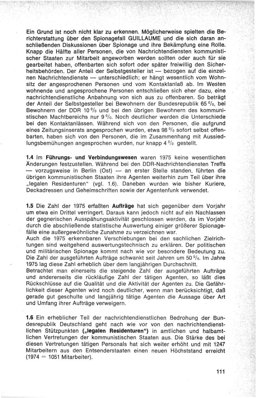 Seite 111 des Verfassungsschutzbericht 1975 Bund