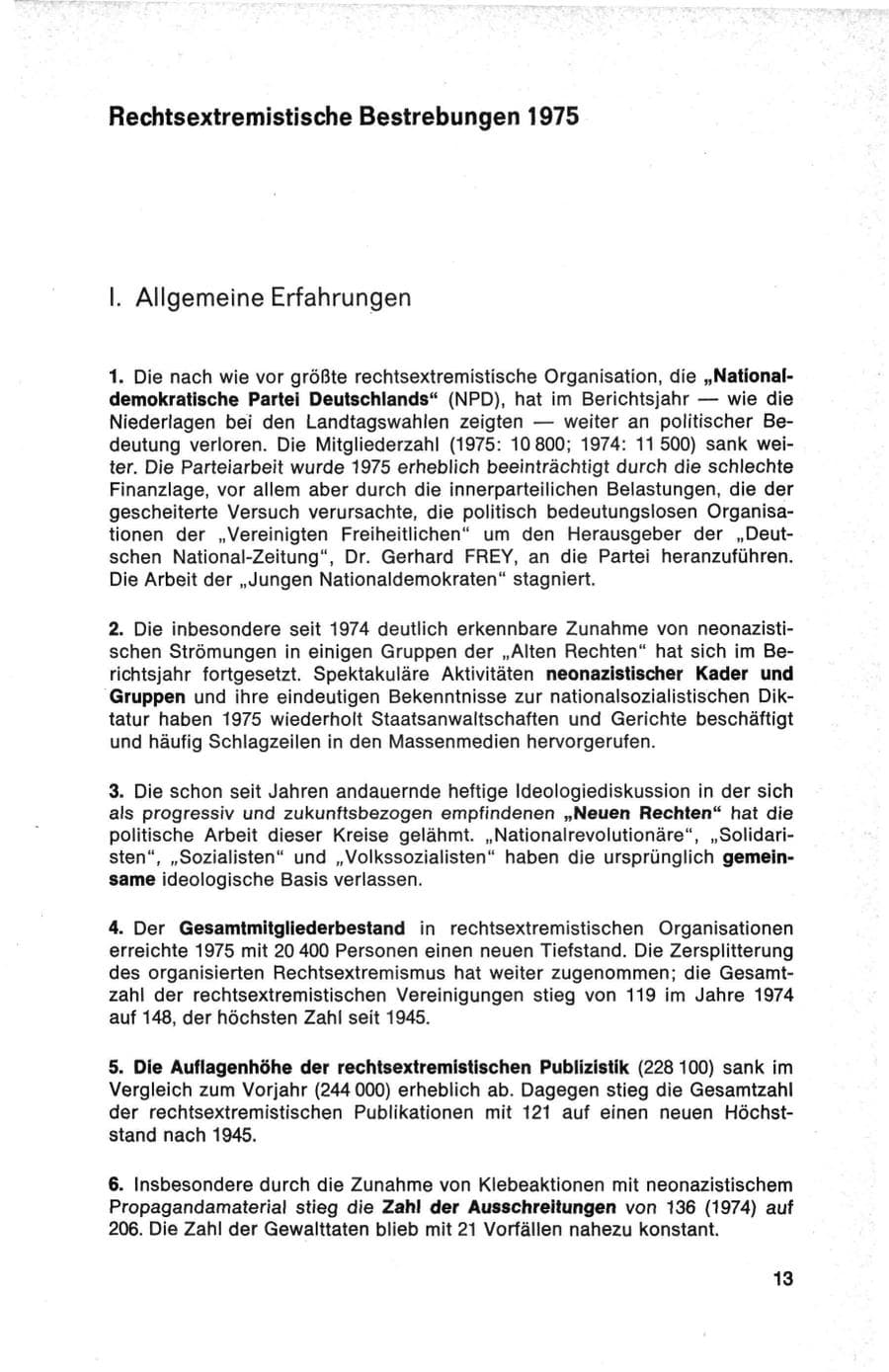 Seite 13 des Verfassungsschutzbericht 1975 Bund