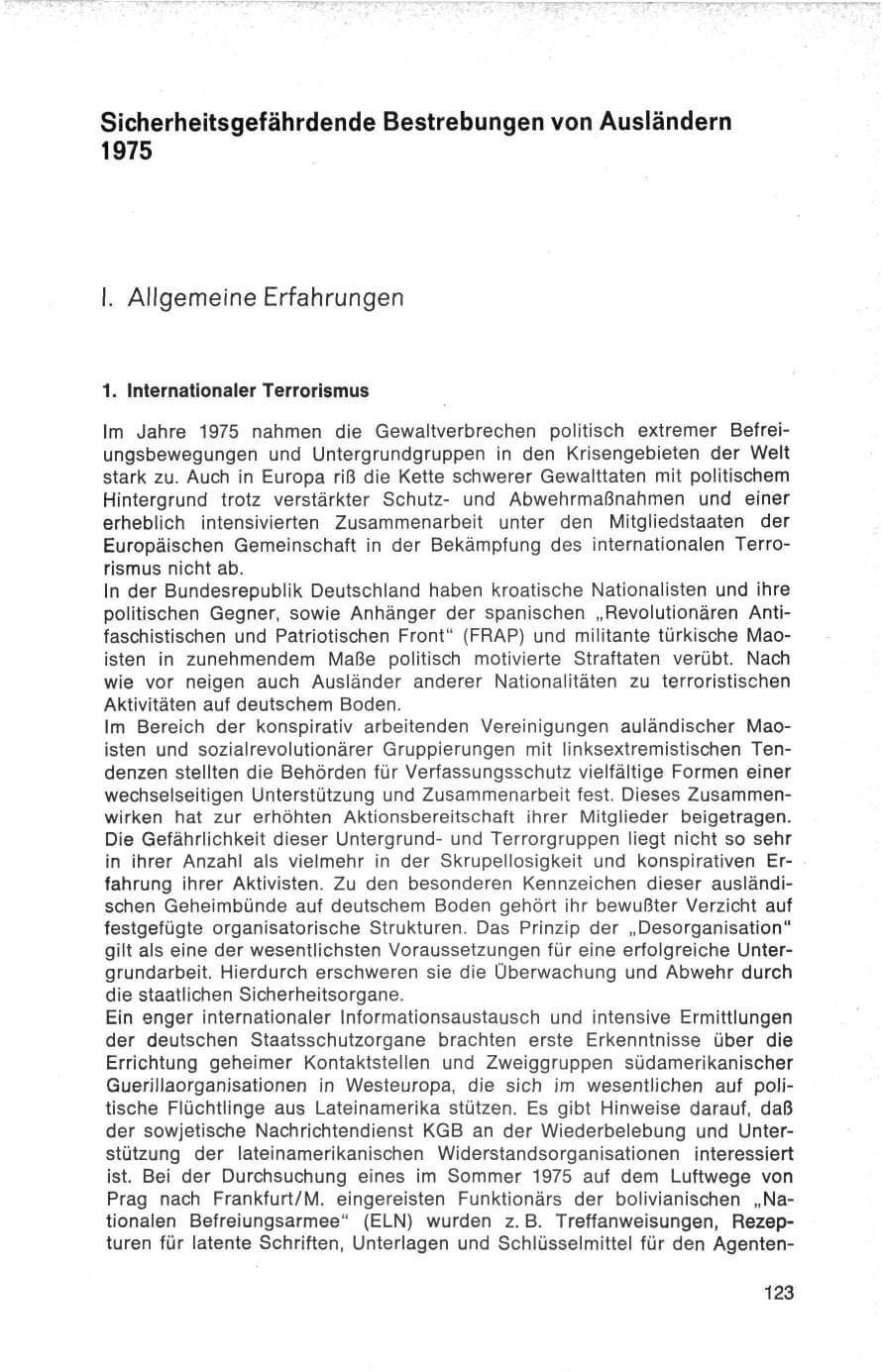 Seite 123 des Verfassungsschutzbericht 1975 Bund