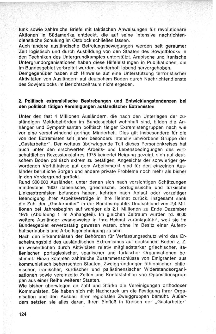 Seite 124 des Verfassungsschutzbericht 1975 Bund