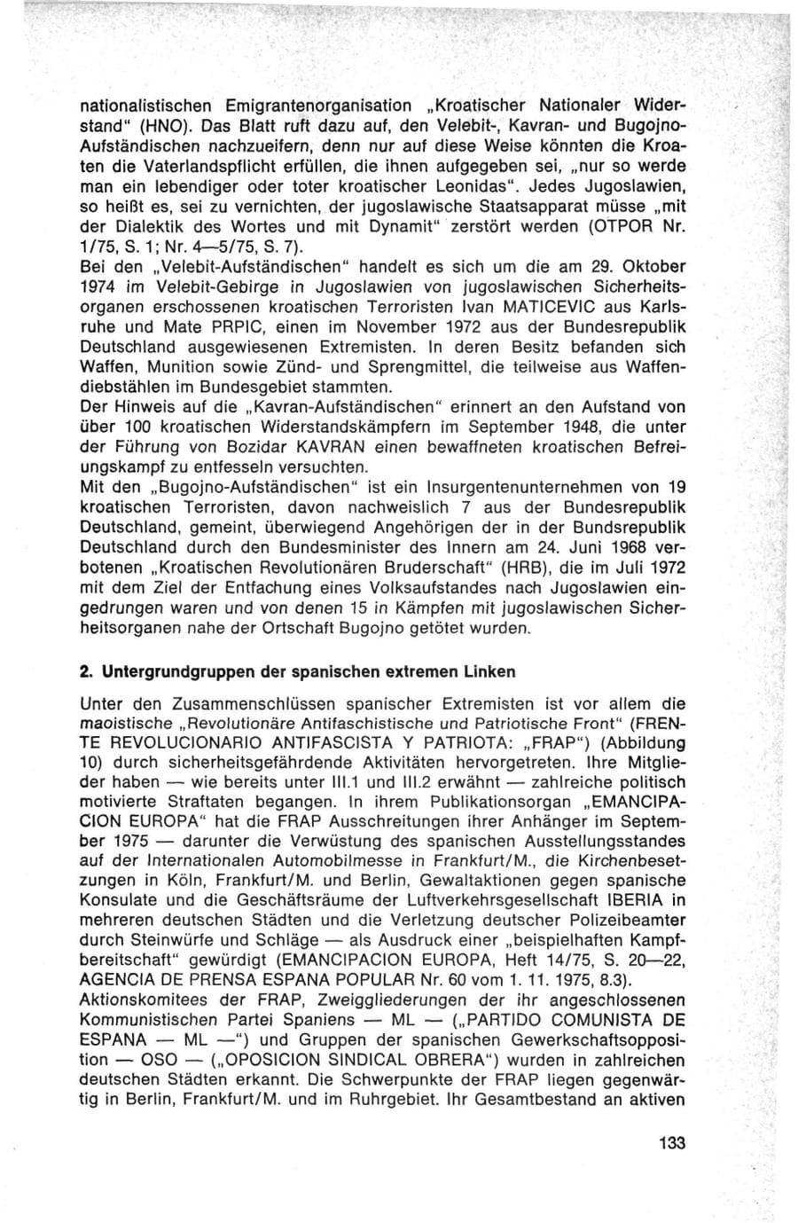 Seite 133 des Verfassungsschutzbericht 1975 Bund