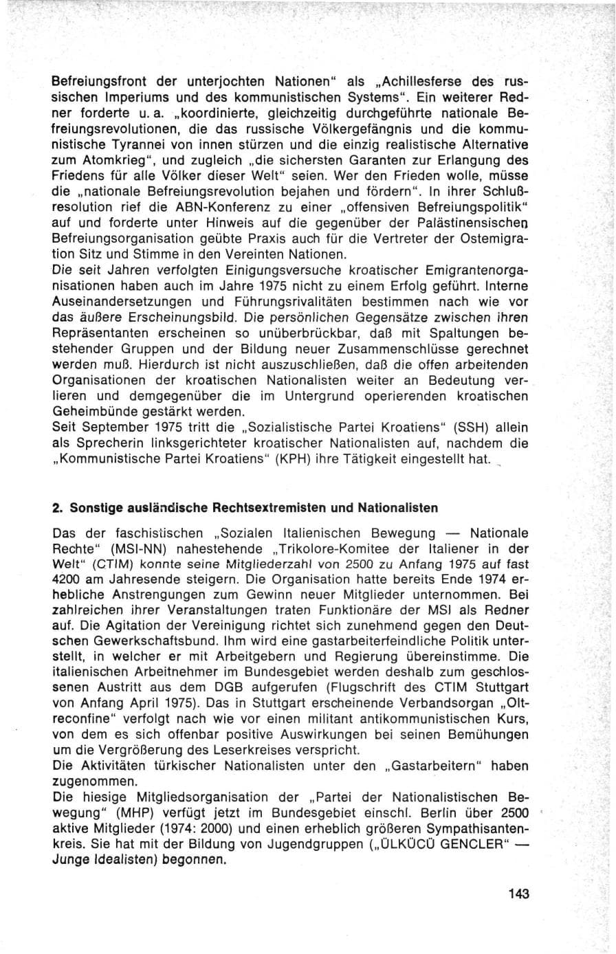 Seite 143 des Verfassungsschutzbericht 1975 Bund