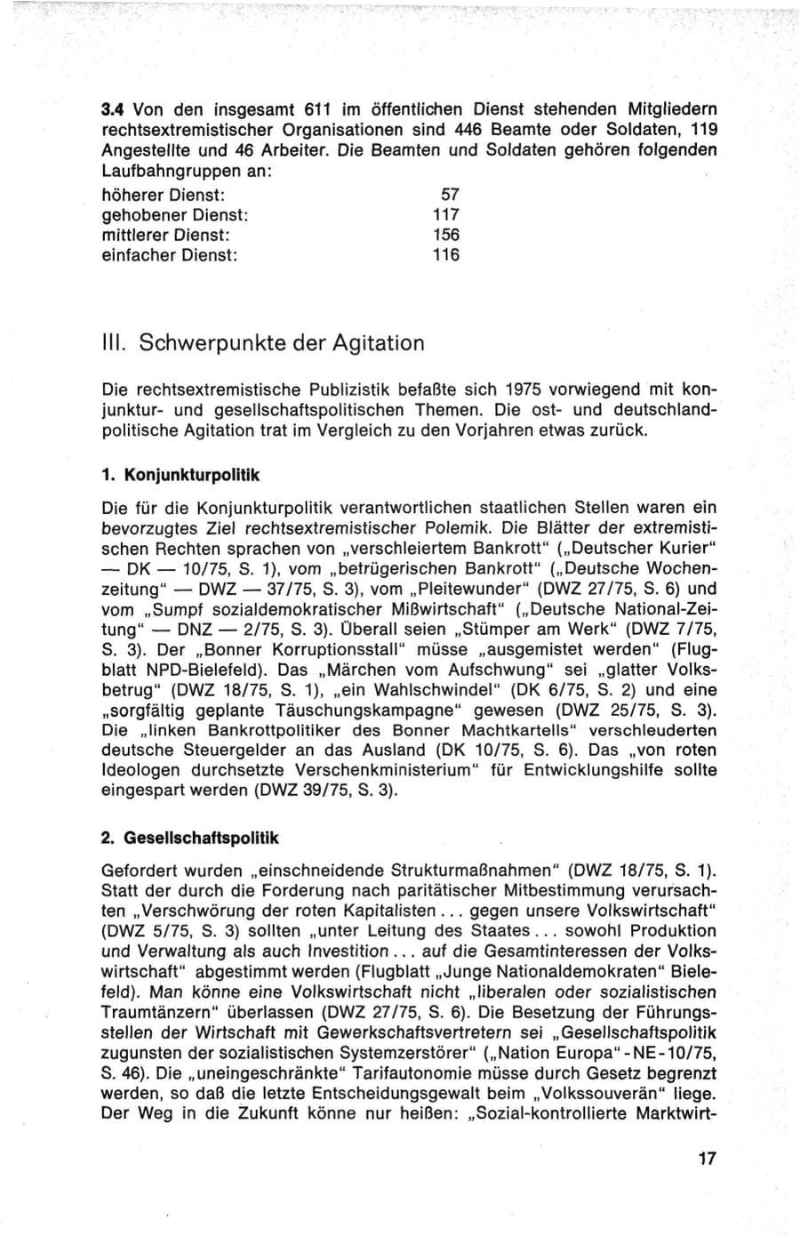 Seite 17 des Verfassungsschutzbericht 1975 Bund