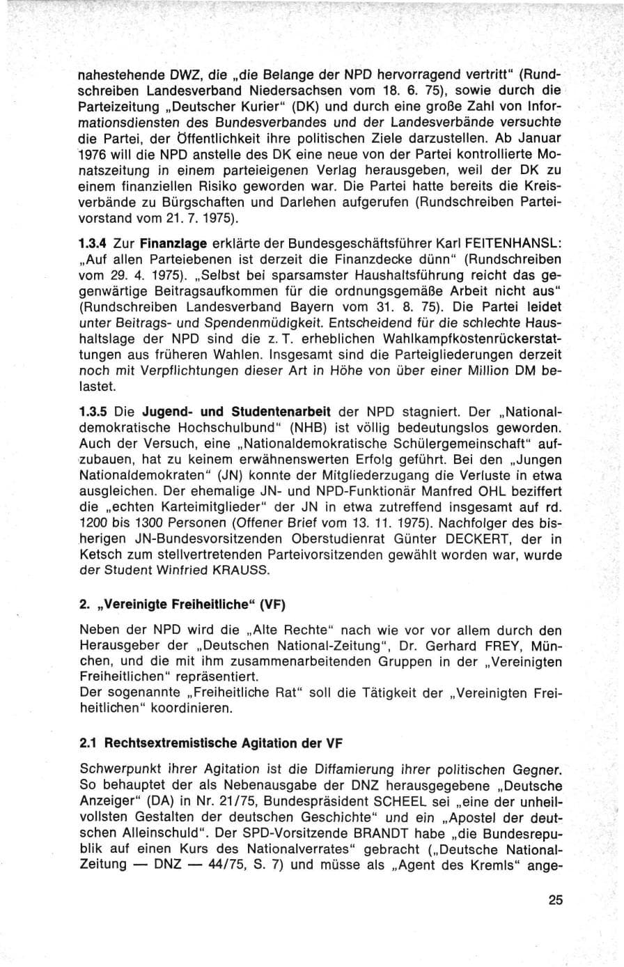 Seite 25 des Verfassungsschutzbericht 1975 Bund