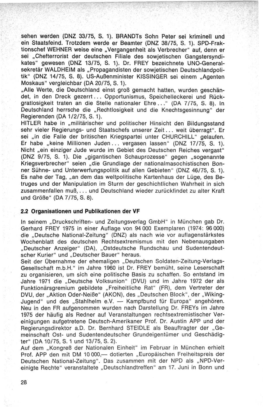 Seite 28 des Verfassungsschutzbericht 1975 Bund