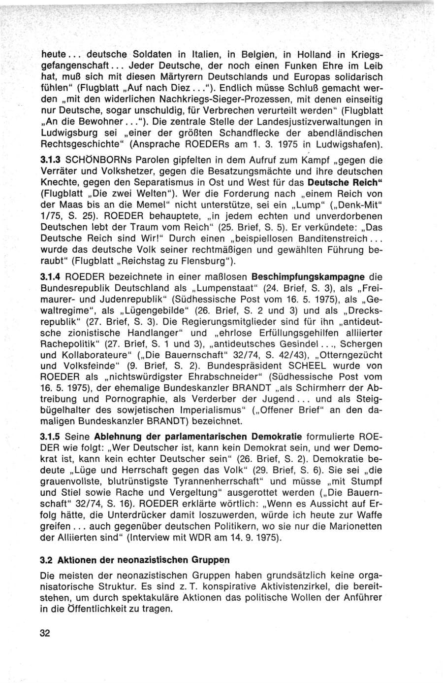 Seite 32 des Verfassungsschutzbericht 1975 Bund