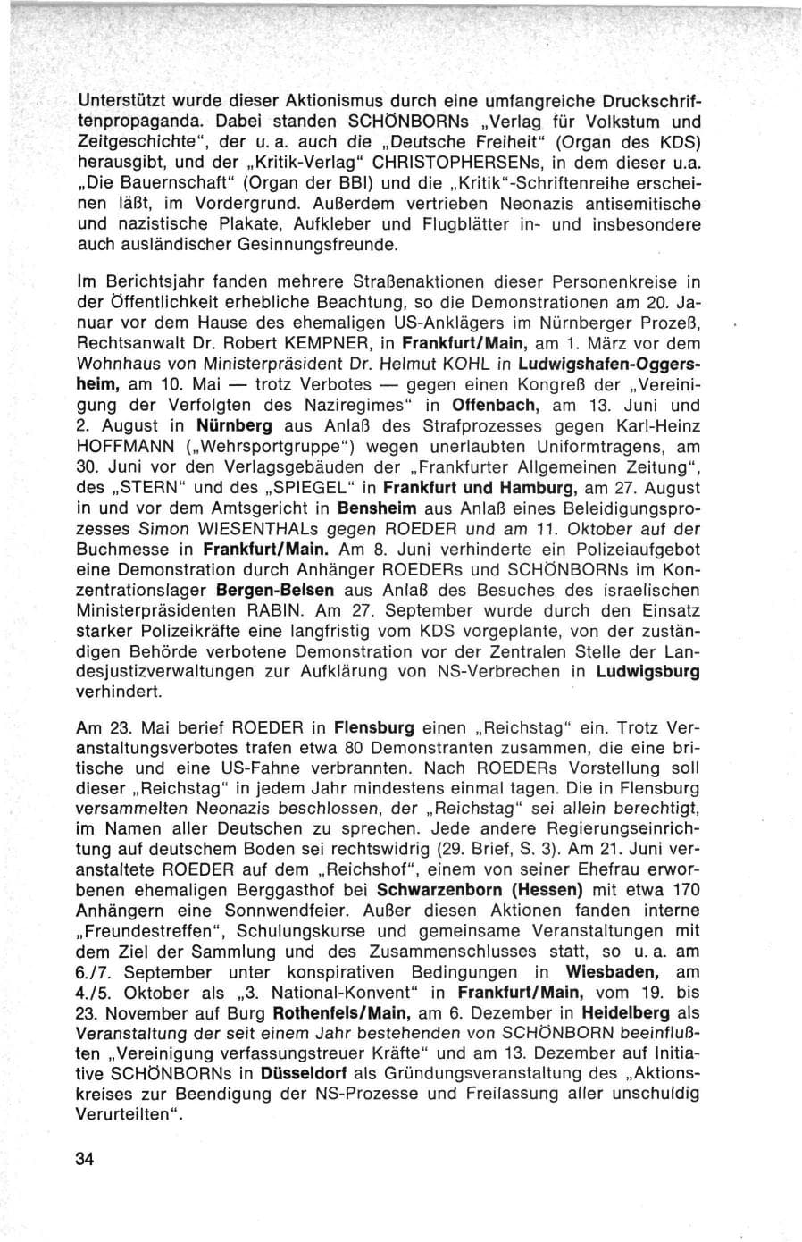 Seite 34 des Verfassungsschutzbericht 1975 Bund